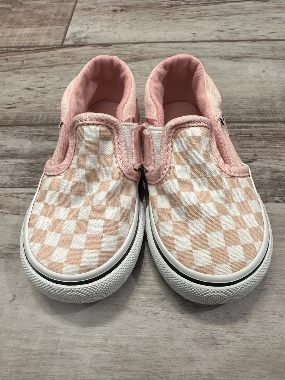 Vans Kids Slip-On Checkerboard Sneakers - Light Pink & White
